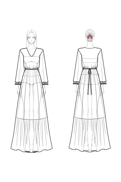 Bohemian Dress Beige V Neck Tassel Maxi Dress