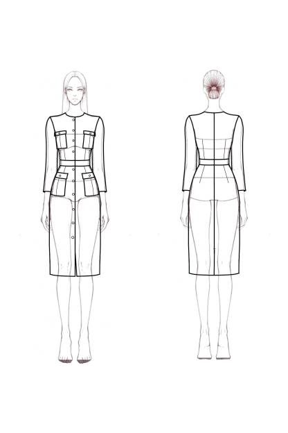 Work Dress​ Red Crew Neck Buttons Knee Dress