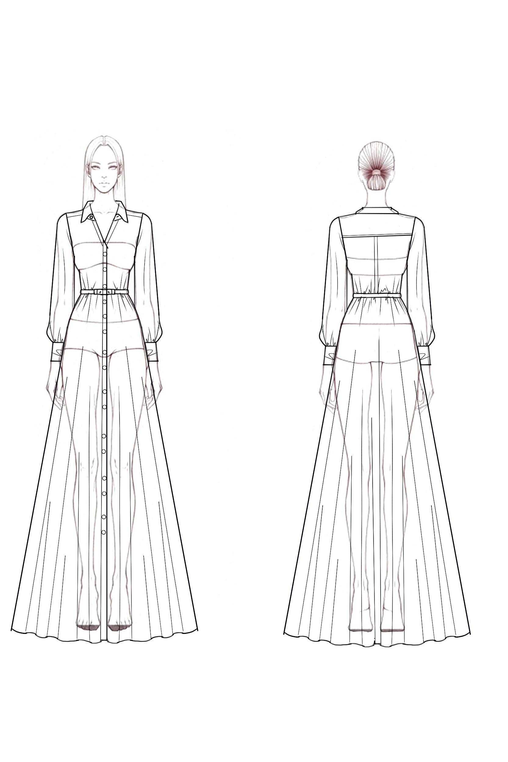 Chic Casual Shirt Dress White Lapel Slit Maxi Dress