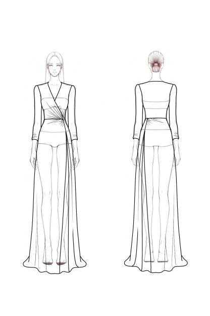 Evening ​Dress​​ Black V Neck Colorblock Maxi Dress