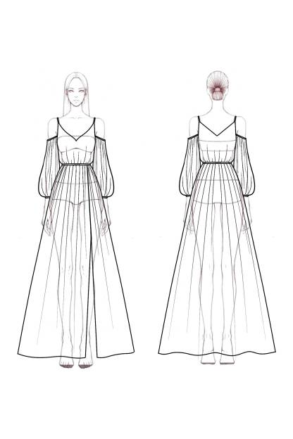 Bohemian Swing Dress White V Neck Slit Maxi Dress-chiclody