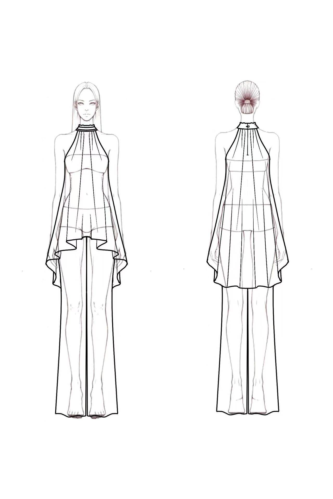 Casual Blouse Set Fuchsia Halter Neck Two-Piece Wide-Leg