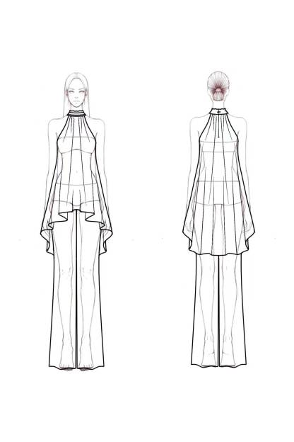 Casual Blouse Set Fuchsia Halter Neck Two-Piece Wide-Leg