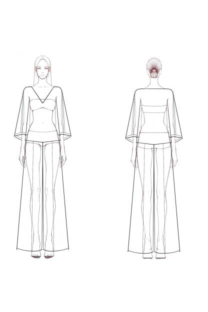 Casual Set Beige V Neck Long Sleeve Wide-Leg Pants Set 