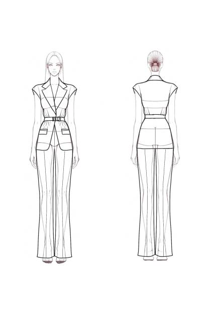 Work Blazer Suit Beige Lapel Belted Sleeveless Pants Set 