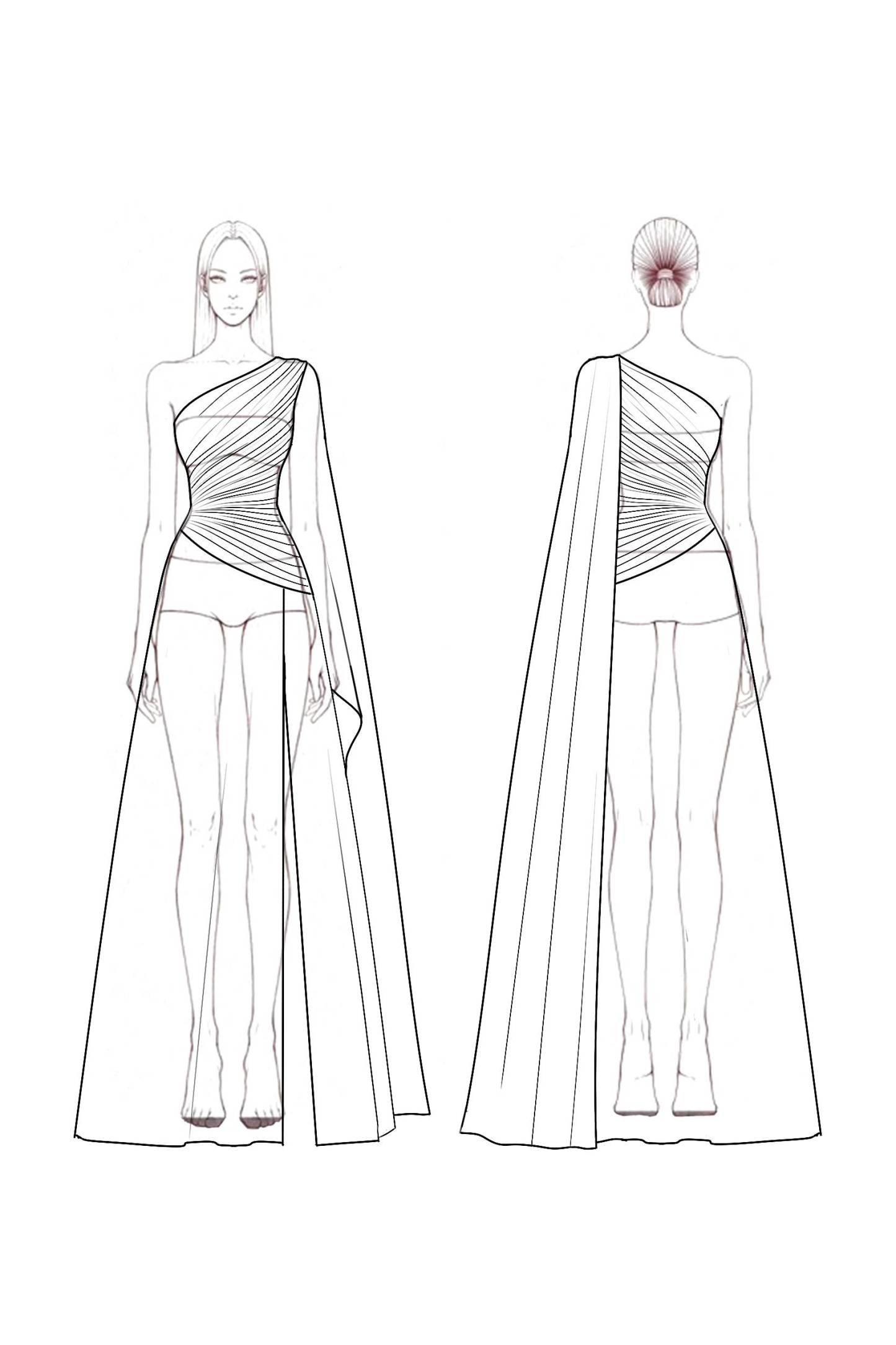 Evening Dress​ Pink One Shoulder Cape Slit Maxi Dress