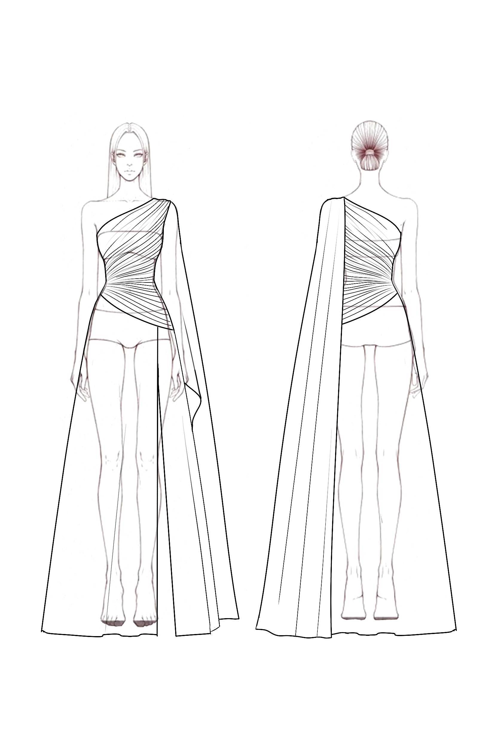 Evening Dress​ Pink One Shoulder Cape Slit Maxi Dress