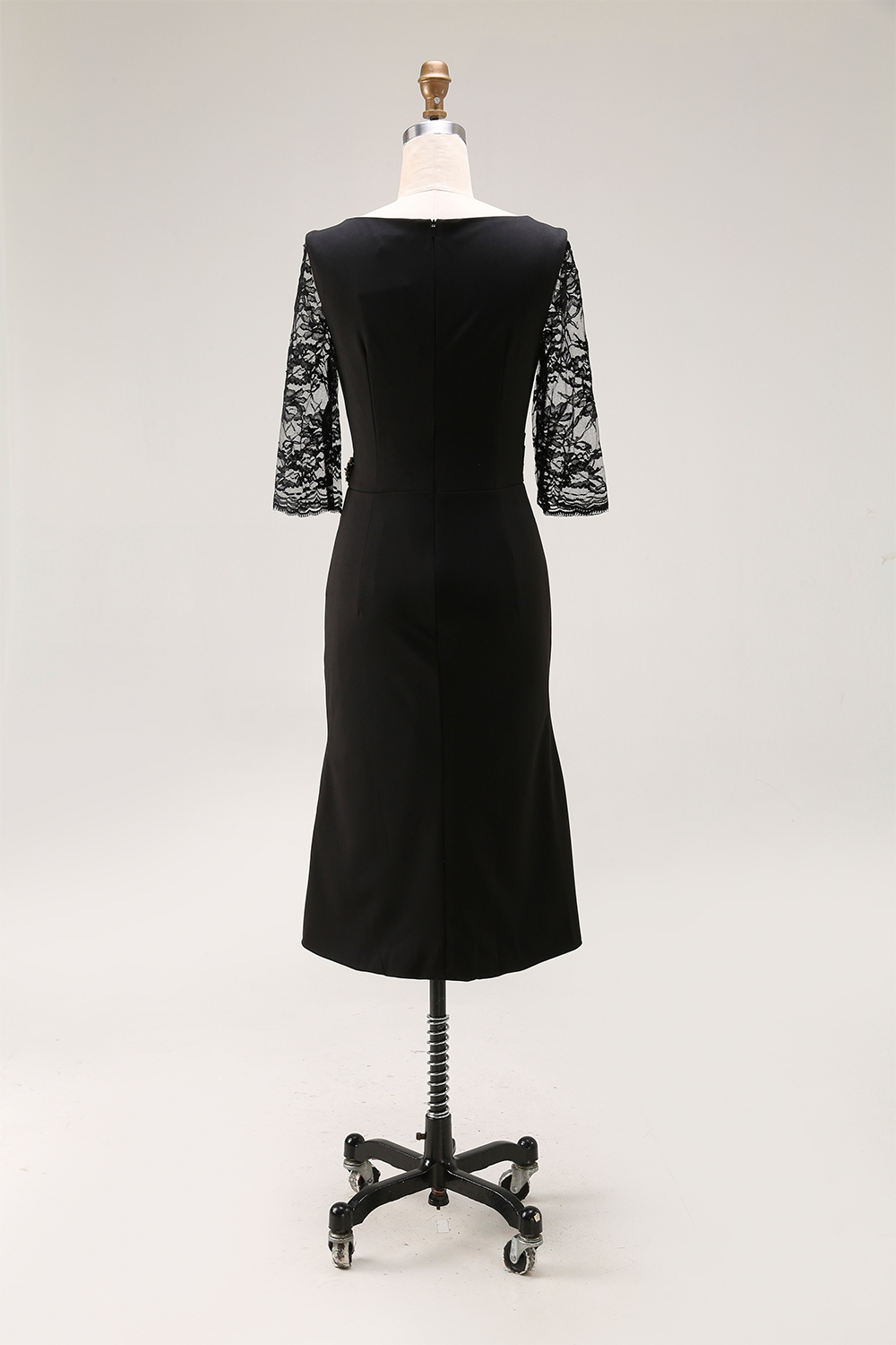 Party Mermaid Dress​​ Black Lace V Neck Midi Dress