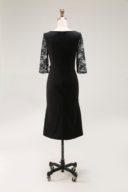 Party Mermaid Dress​​ Black Lace V Neck Midi Dress