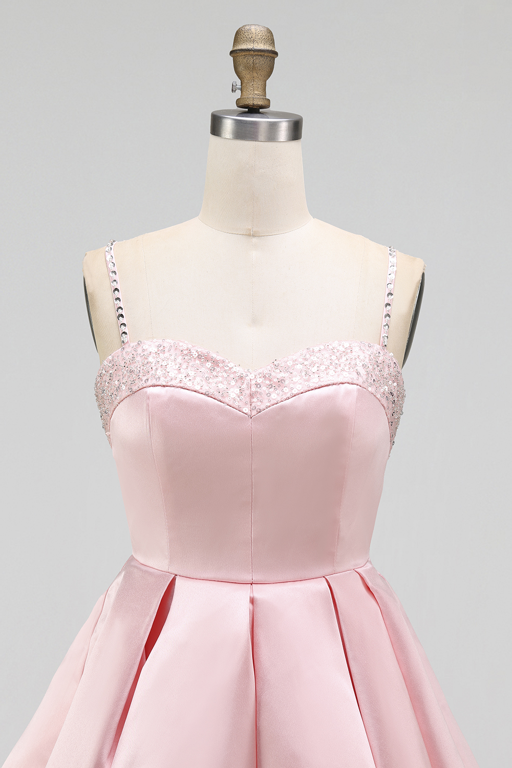  Party Satin Dress​​ Pink Spaghetti Strap A Line Mini Dress