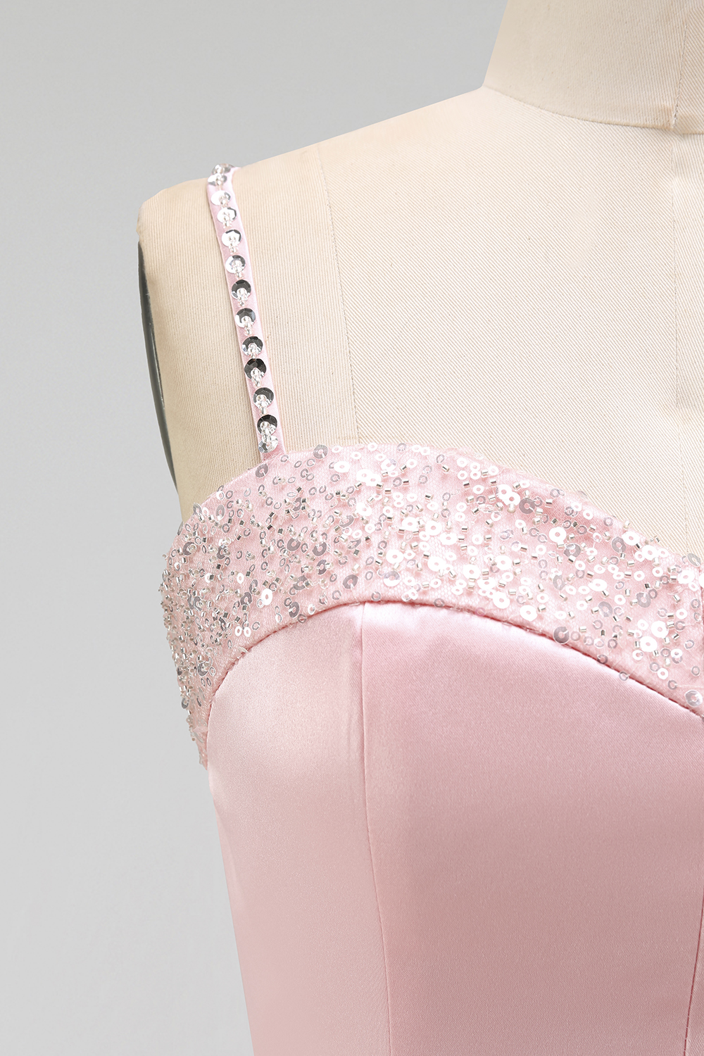  Party Satin Dress​​ Pink Spaghetti Strap A Line Mini Dress