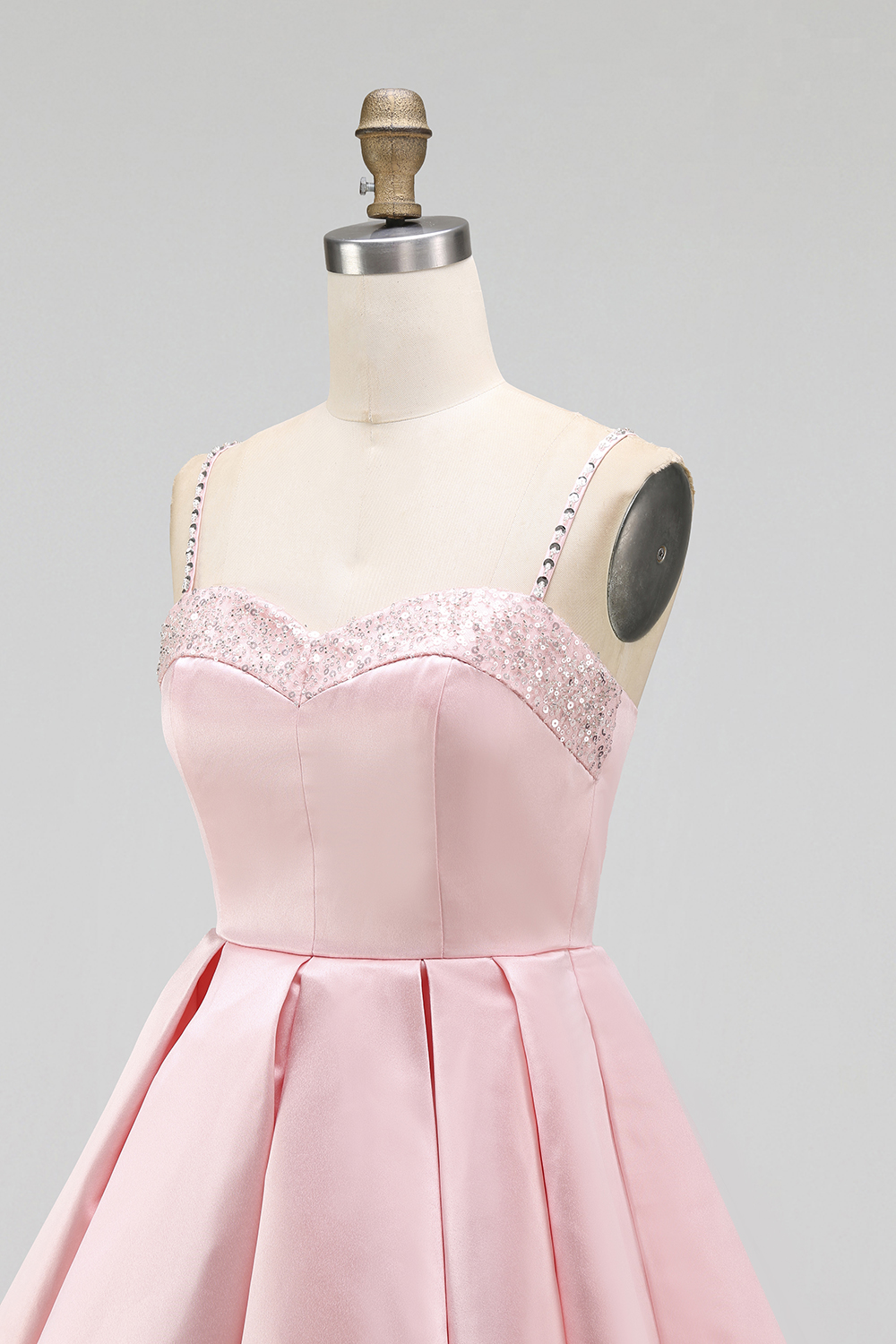  Party Satin Dress​​ Pink Spaghetti Strap A Line Mini Dress