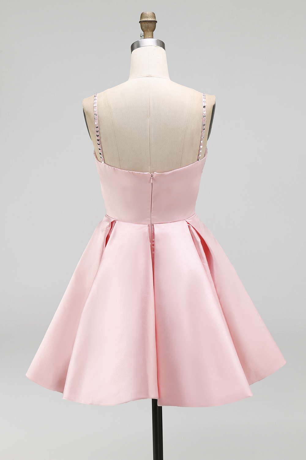  Party Satin Dress​​ Pink Spaghetti Strap A Line Mini Dress