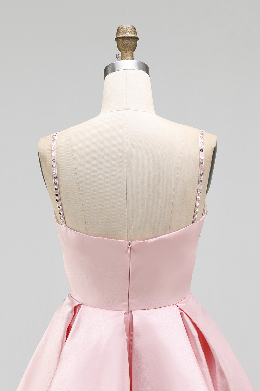  Party Satin Dress​​ Pink Spaghetti Strap A Line Mini Dress
