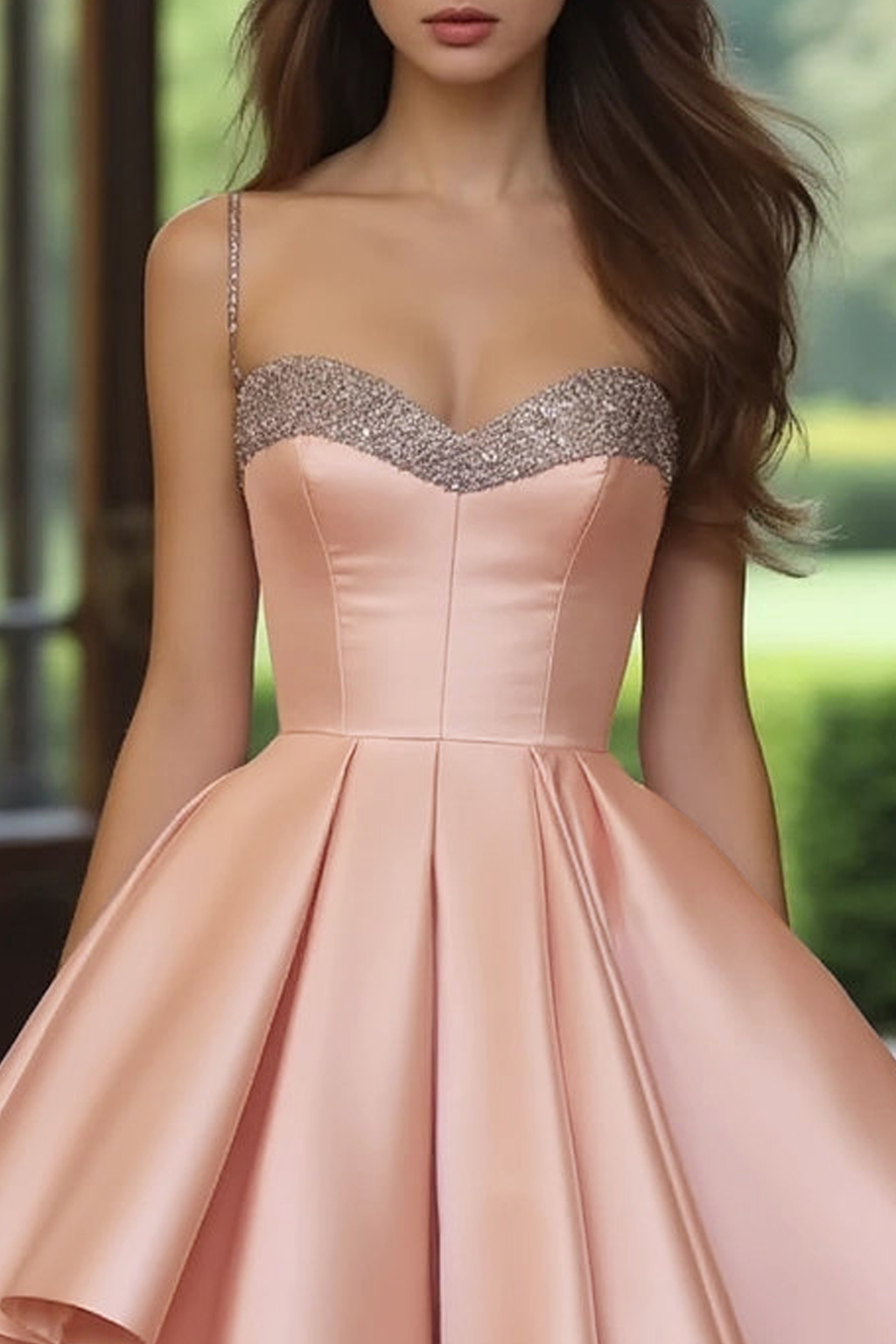  Party Satin Dress​​ Pink Spaghetti Strap A Line Mini Dress