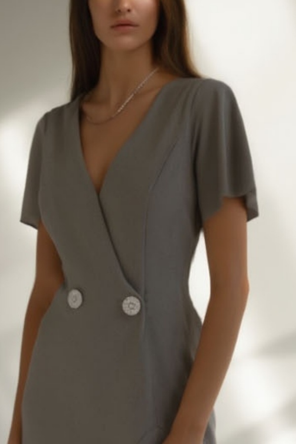 V-Neck Business Dress for Women