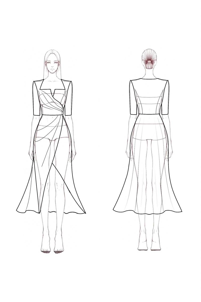 Cocktail Wrap Dress Pink Square Neck Midi Dress