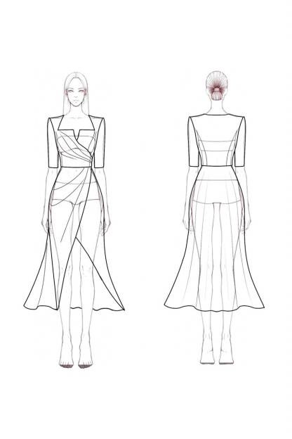 Cocktail Wrap Dress Pink Square Neck Midi Dress