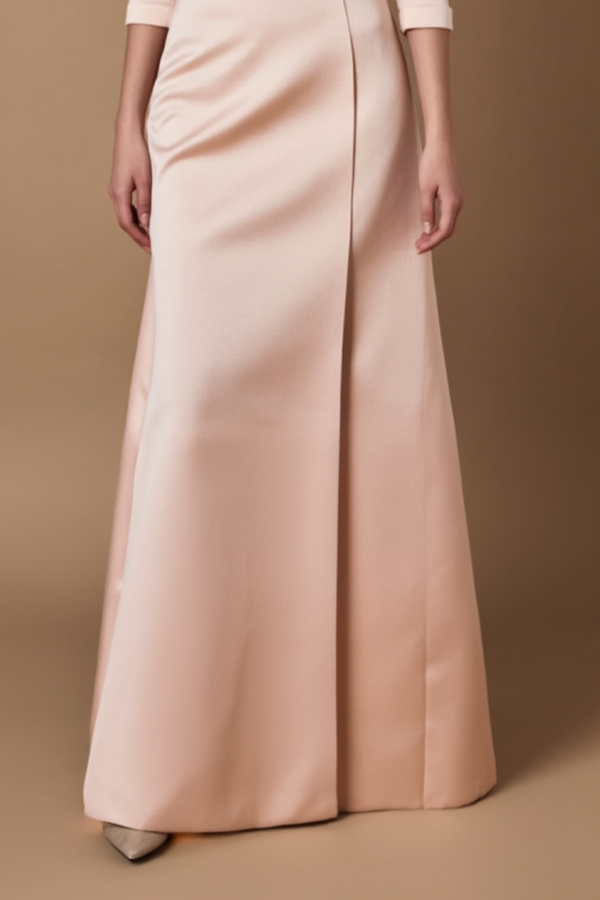 Evening Satin Wrap Dress Pink Square Neck Belted Maxi Dress
