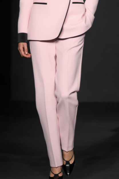 Suit Sets Pink Lapel Colorblock Pants Set