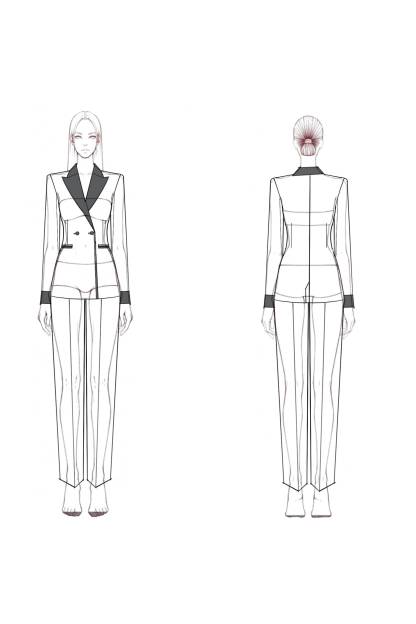 Suit Sets Pink Lapel Colorblock Pants Set