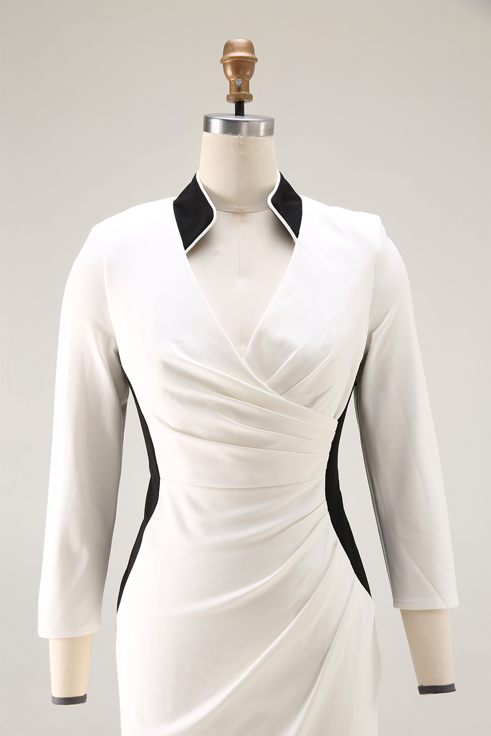 Work Dress White V Neck Mini Sheath Dress