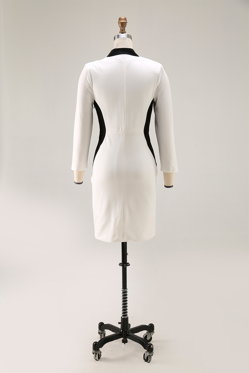 Work Dress White V Neck Mini Sheath Dress