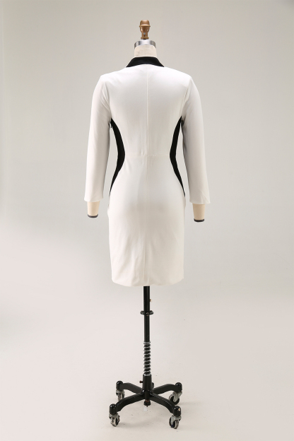 Work Dress White V Neck Mini Sheath Dress