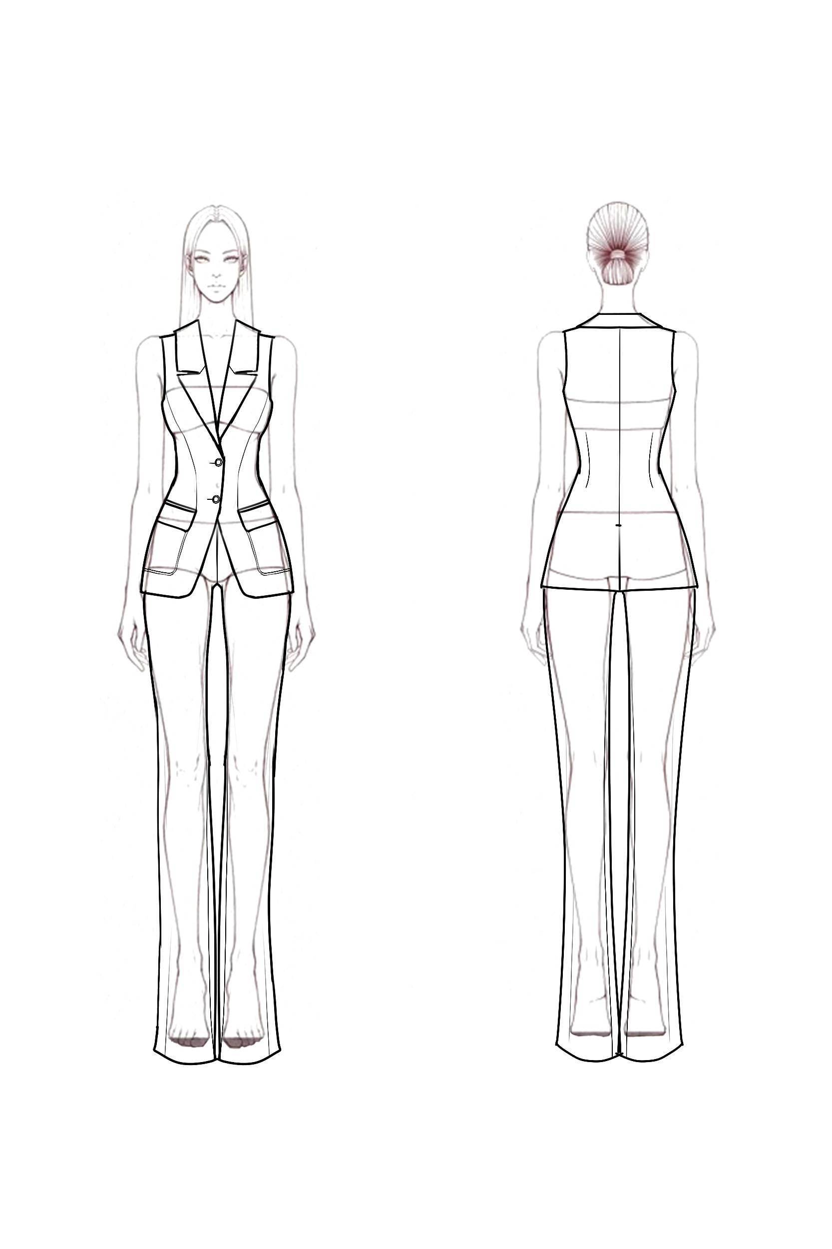 Suit Sets Orange Lapel Pocket Sleeveless Pants Set