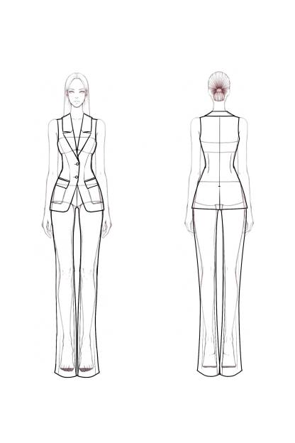 Suit Sets Orange Lapel Pocket Sleeveless Pants Set