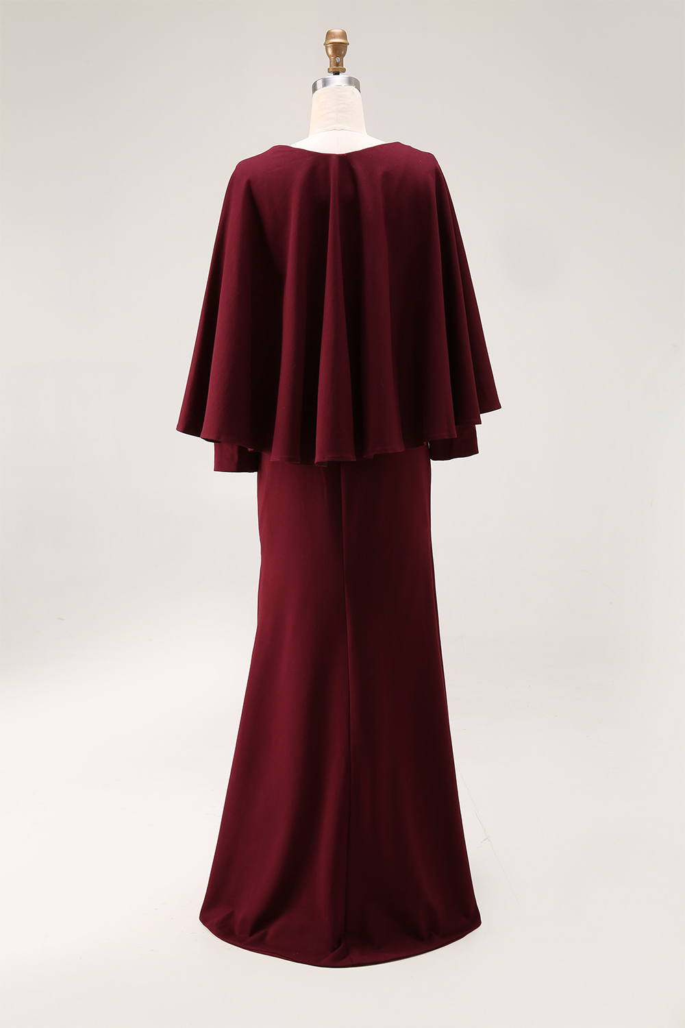 Evening Dress Purple V Neck Cap Belted Maxi Mother of the Bride Dress