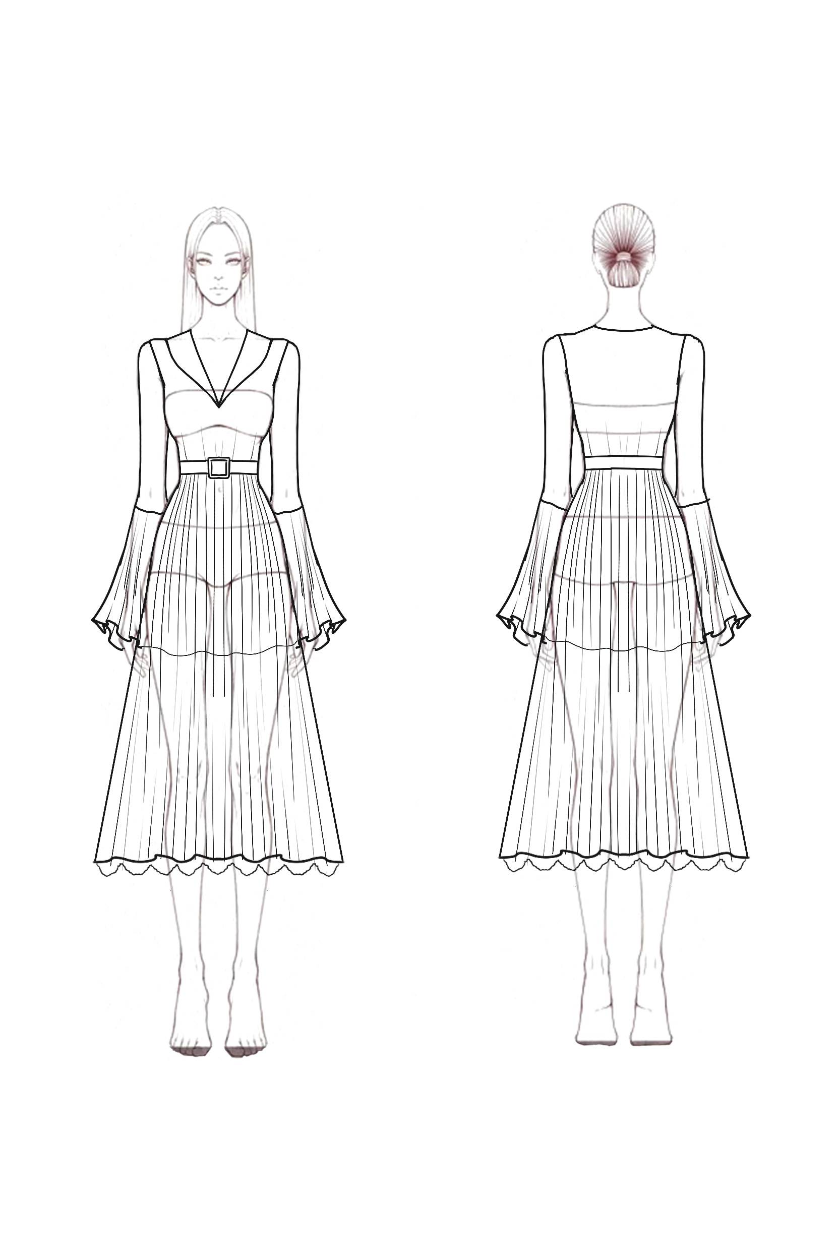 Boho Lace Dress Black V Neck Belted Midi Dress