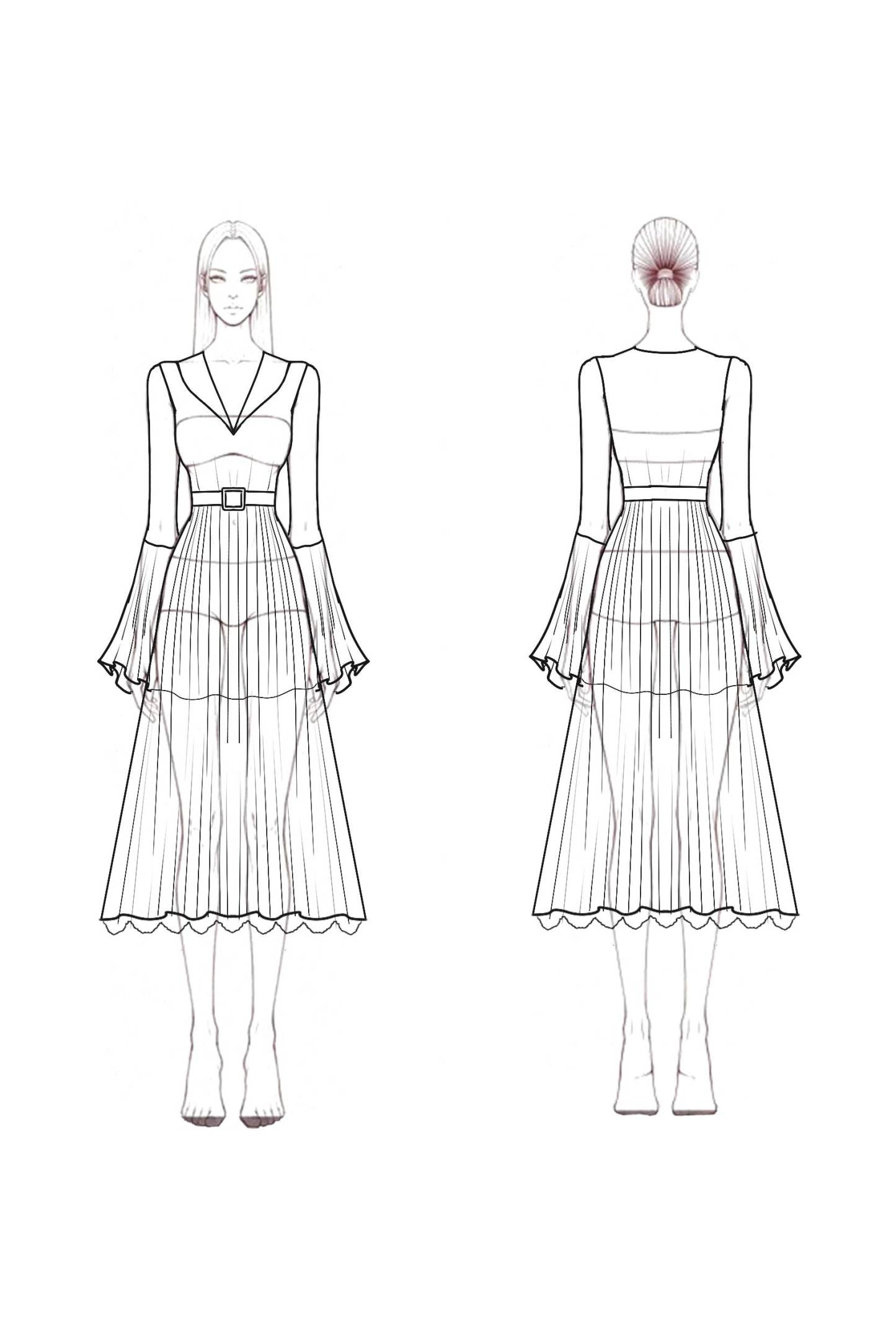 Boho Lace Dress Black V Neck Belted Midi Dress