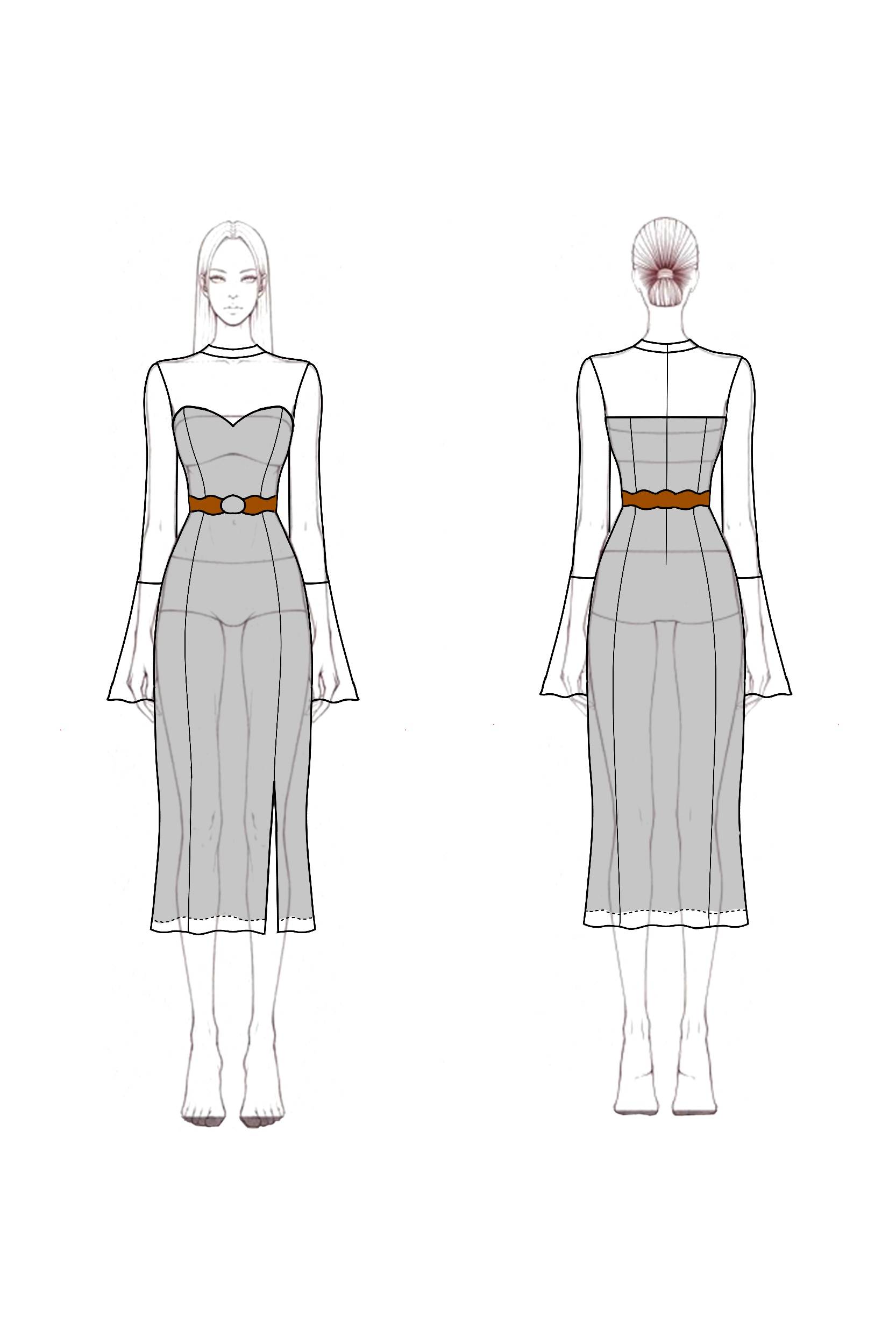 Boho Dress Black Crew Neck Lace Belted Midi Dress