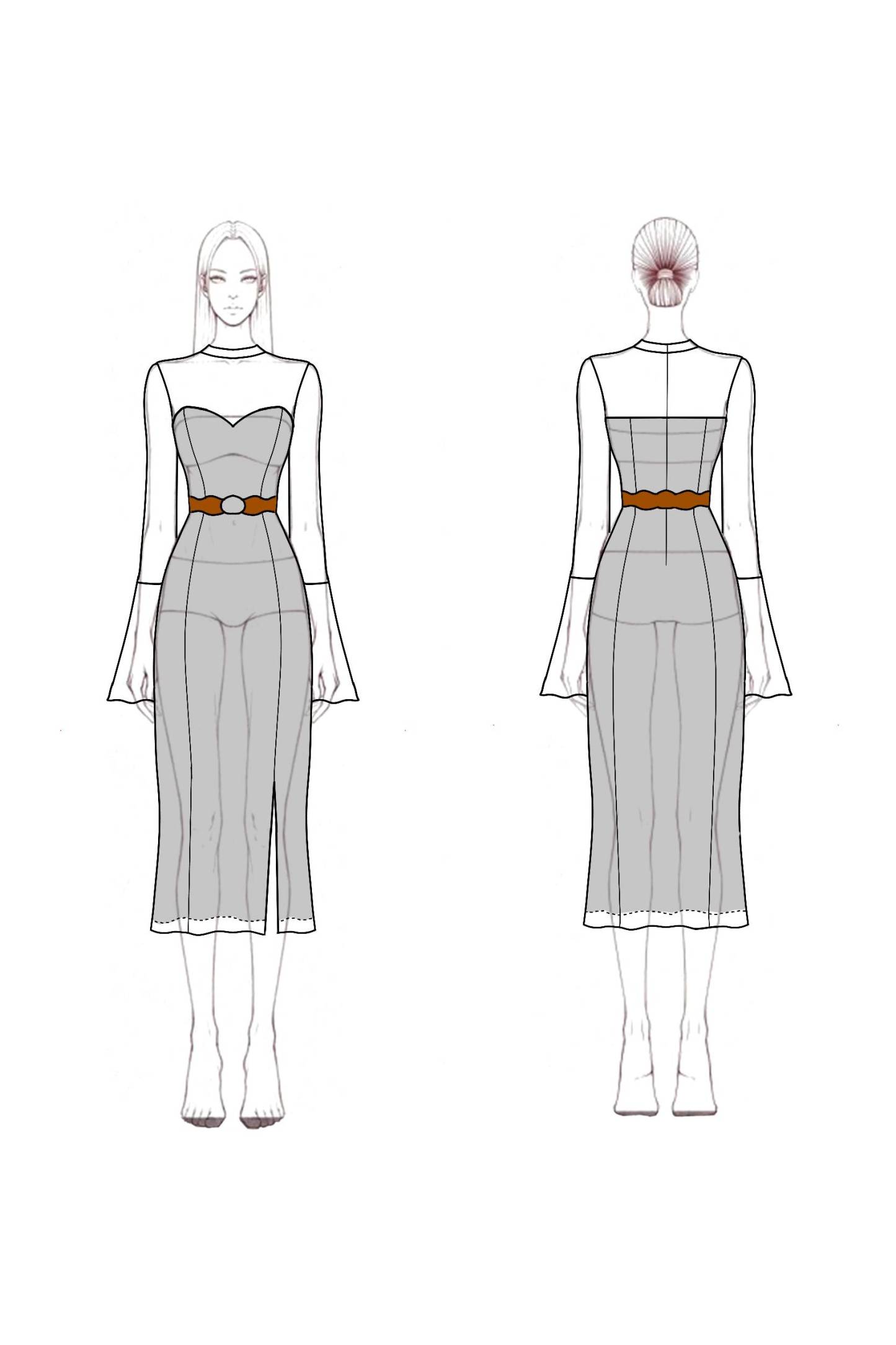 Boho Dress Black Crew Neck Lace Belted Midi Dress