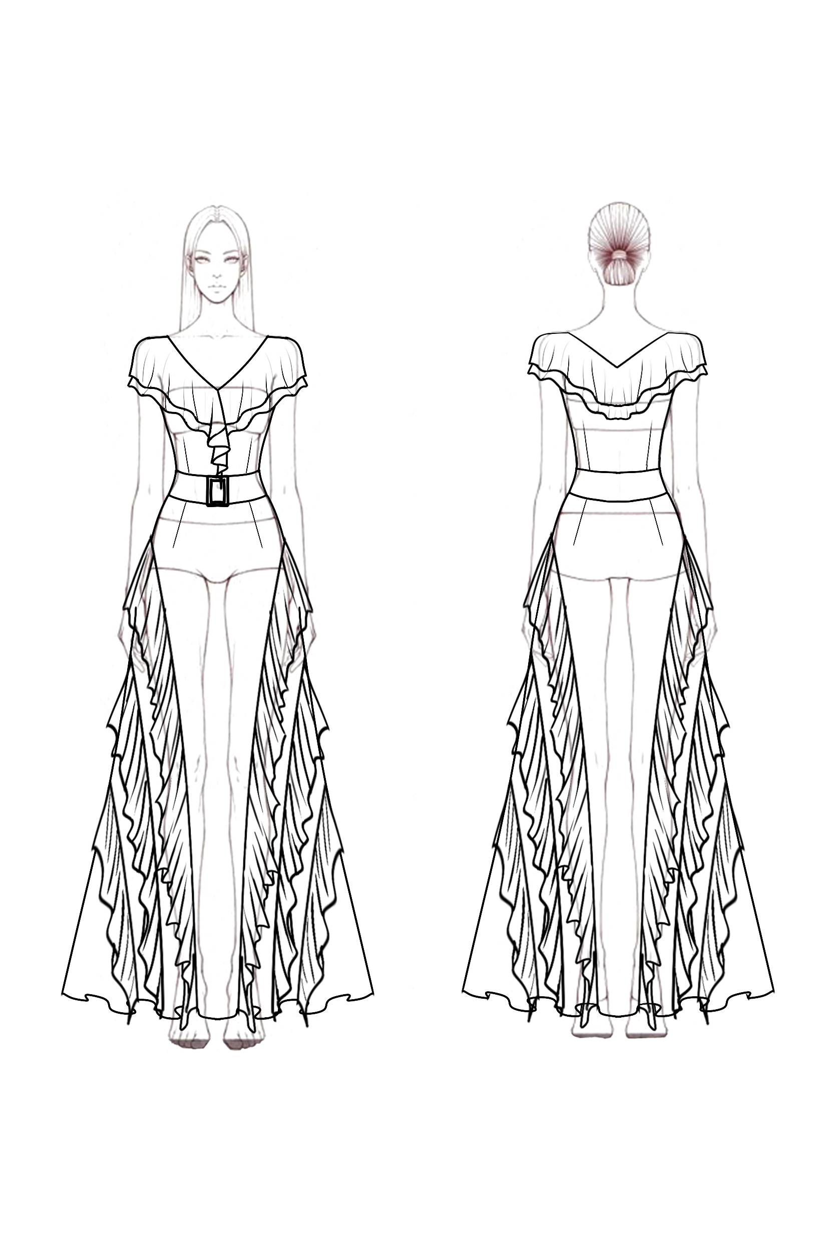 Boho Dress Purple V Neck Ruffle Belted Maxi Dress