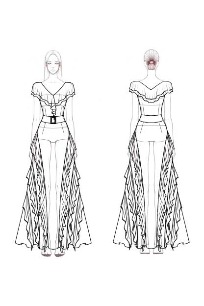 Boho Dress Purple V Neck Ruffle Belted Maxi Dress