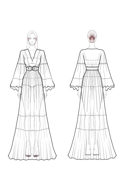 Boho Lace Swing Dress White V Neck Maxi Dress