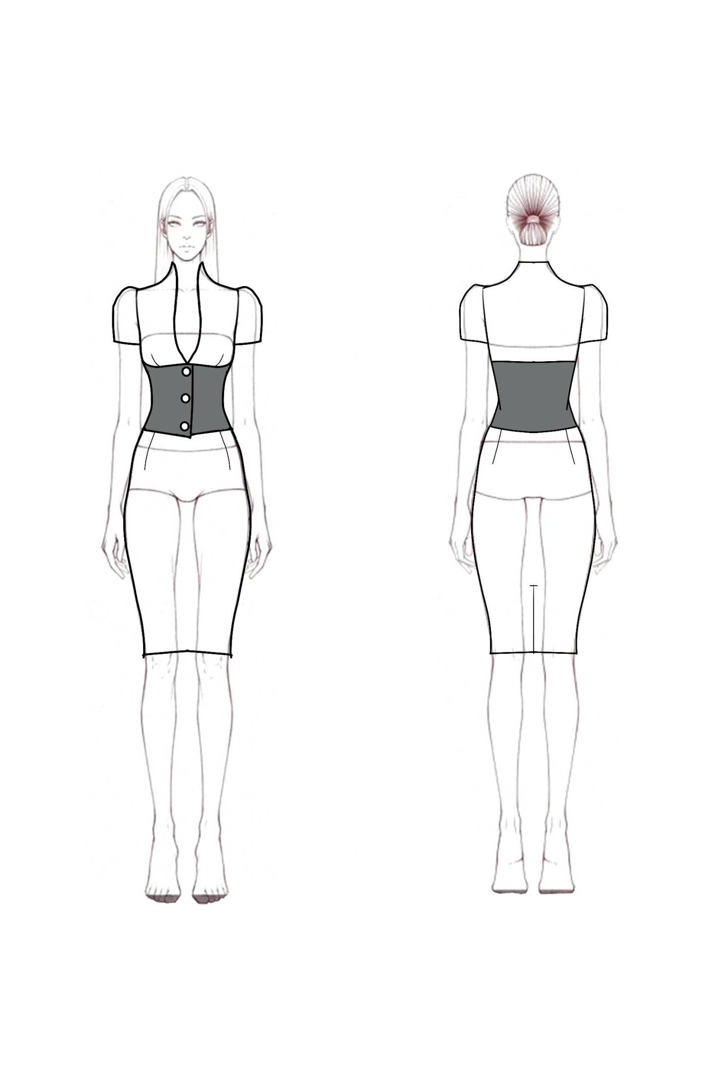 Work Dress​ Black White Deep V Colorblock Knee-Length Dress