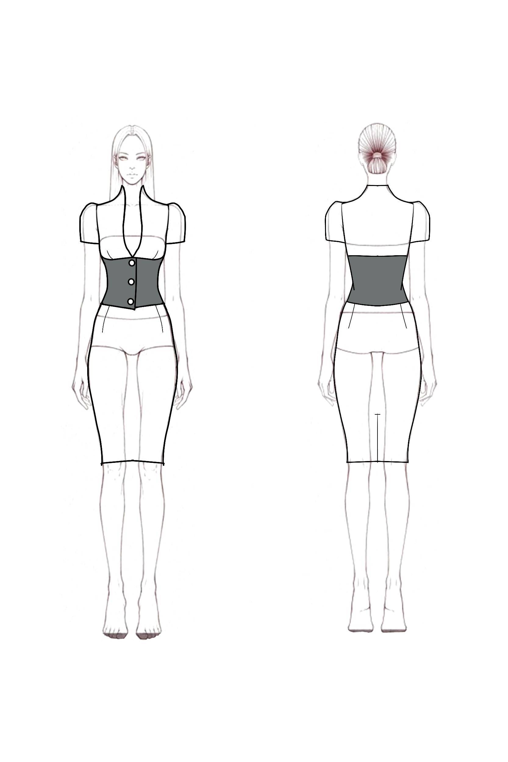 Work Dress​ Black White Deep V Colorblock Knee-Length Dress