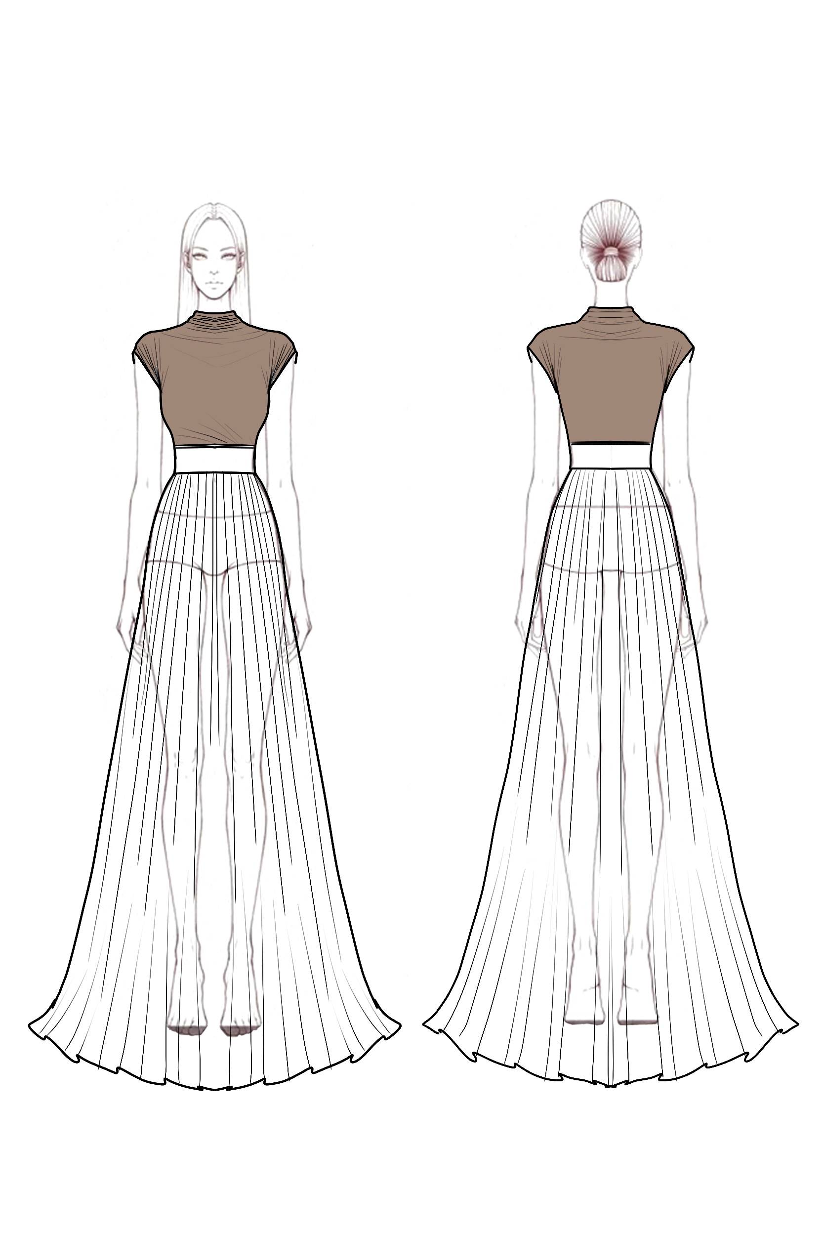 Casual Outfit Sets Coffee Turtleneck Skirts Set