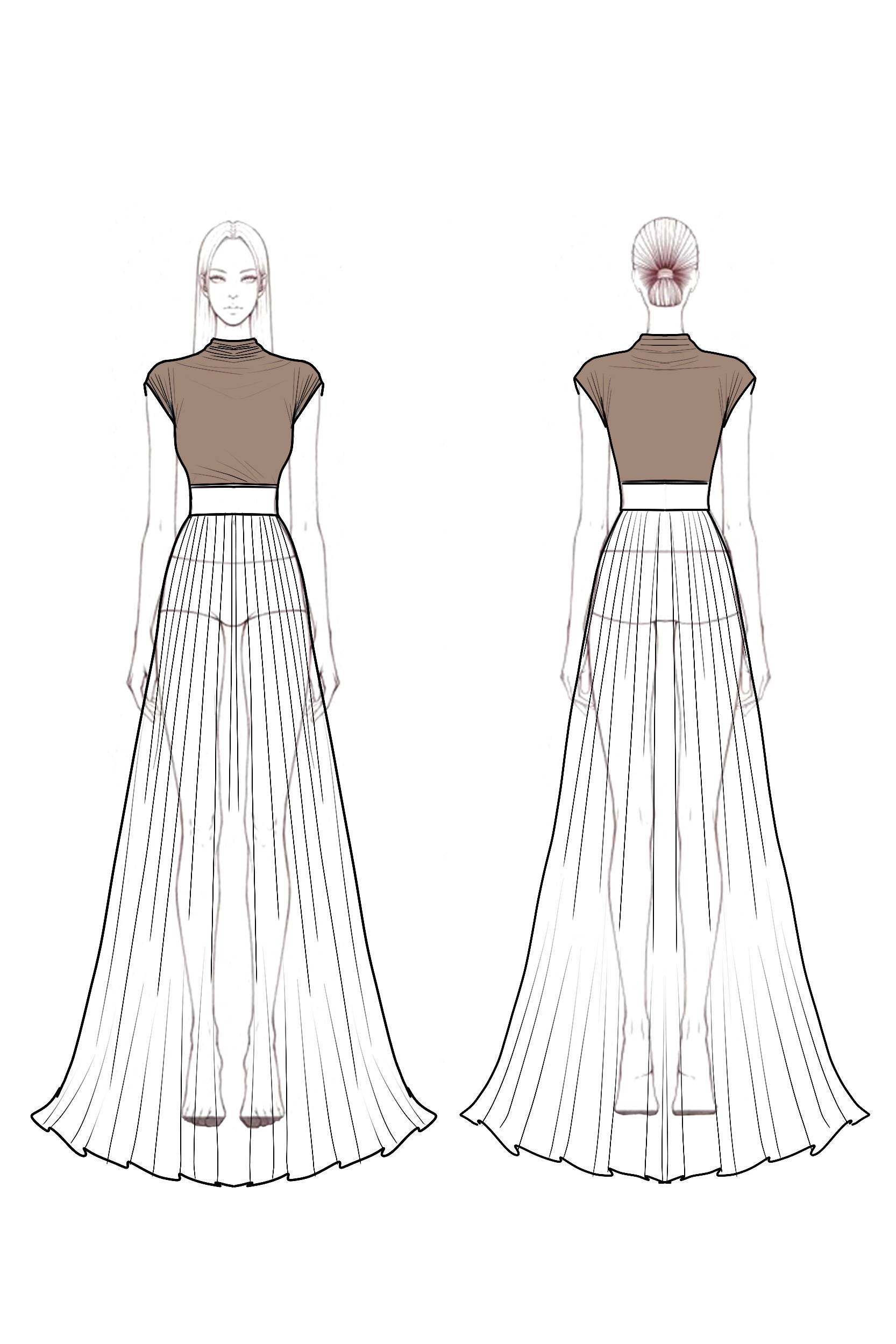 Casual Outfit Sets Coffee Turtleneck Skirts Set