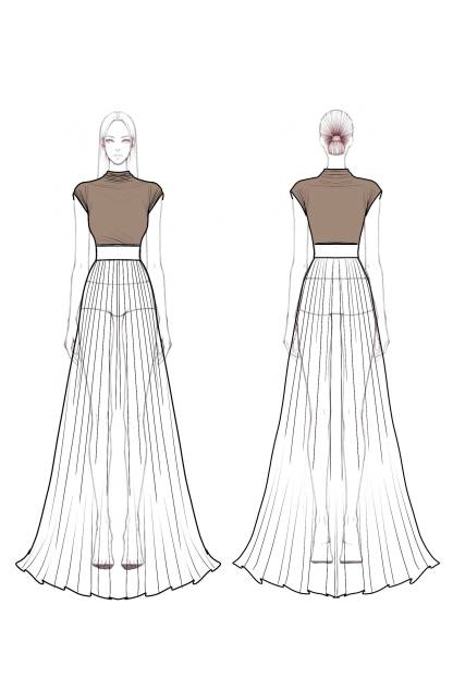 Casual Outfit Sets Coffee Turtleneck Skirts Set