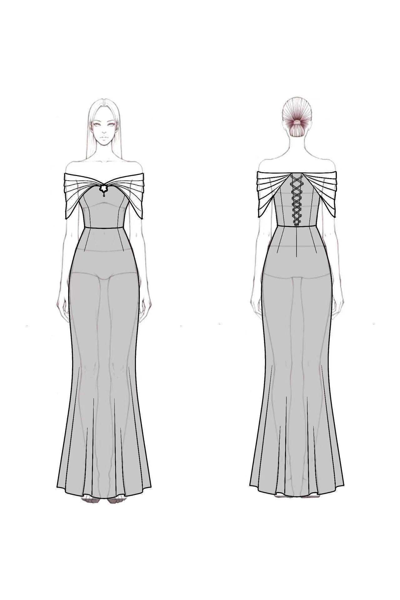 Formal Evening Dress Black White Off Shoulder Maxi Dress