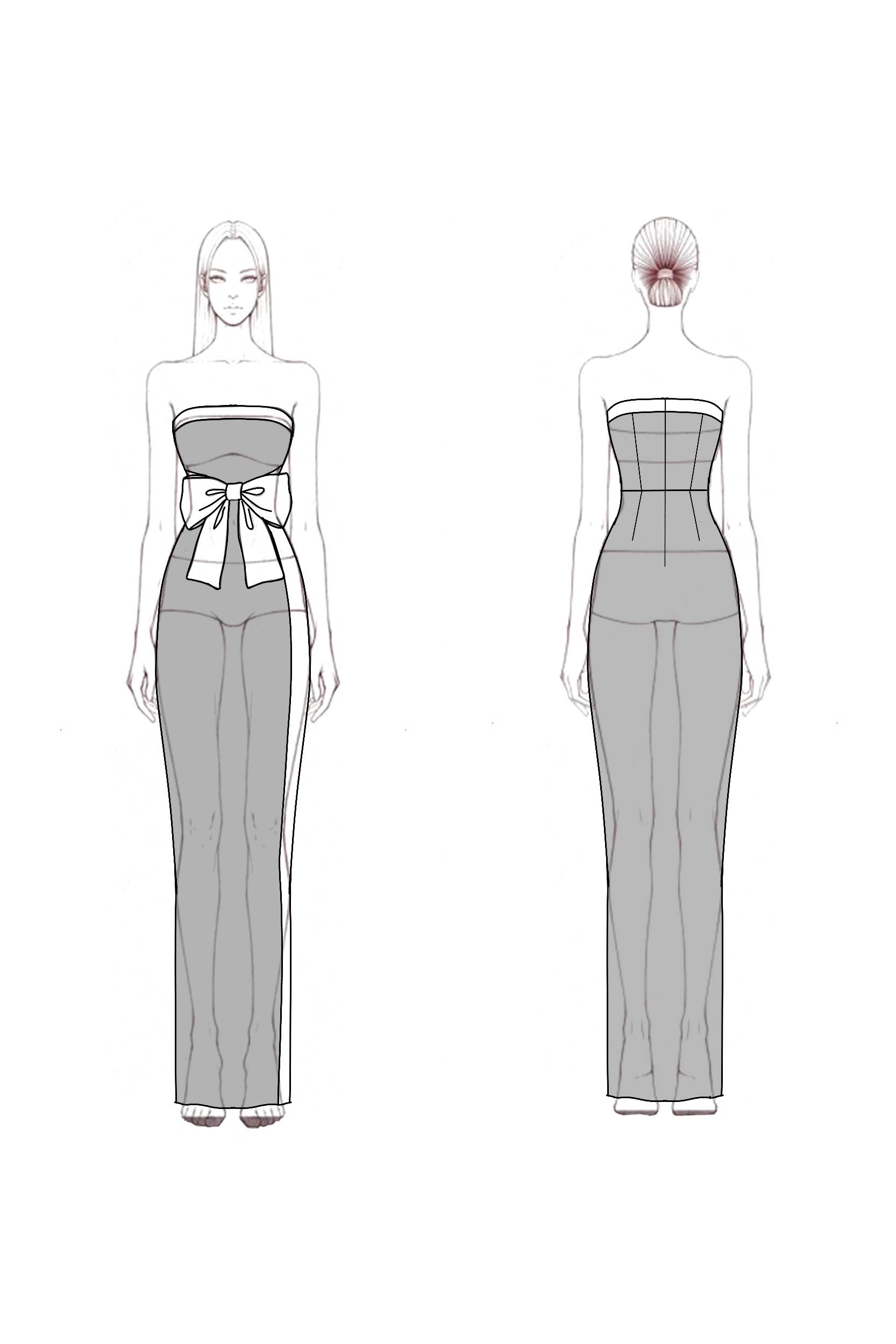 Formal Evening Dress Black White Strapless Bow Maxi Dress