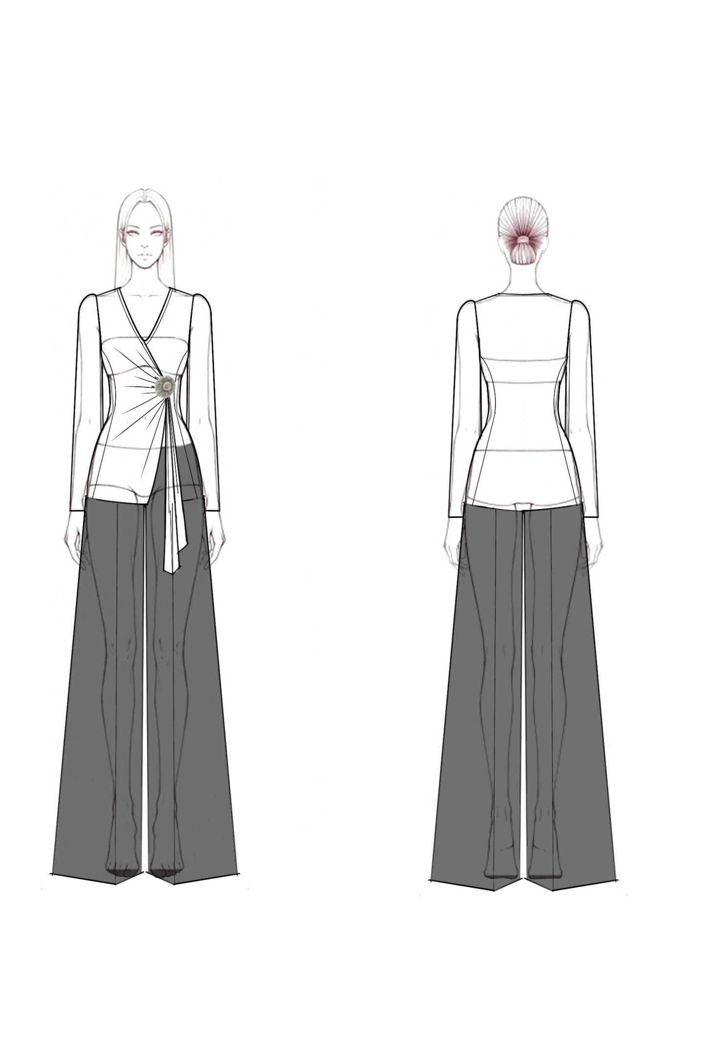 Work Outfit Sets Black White V Neck Pants Set