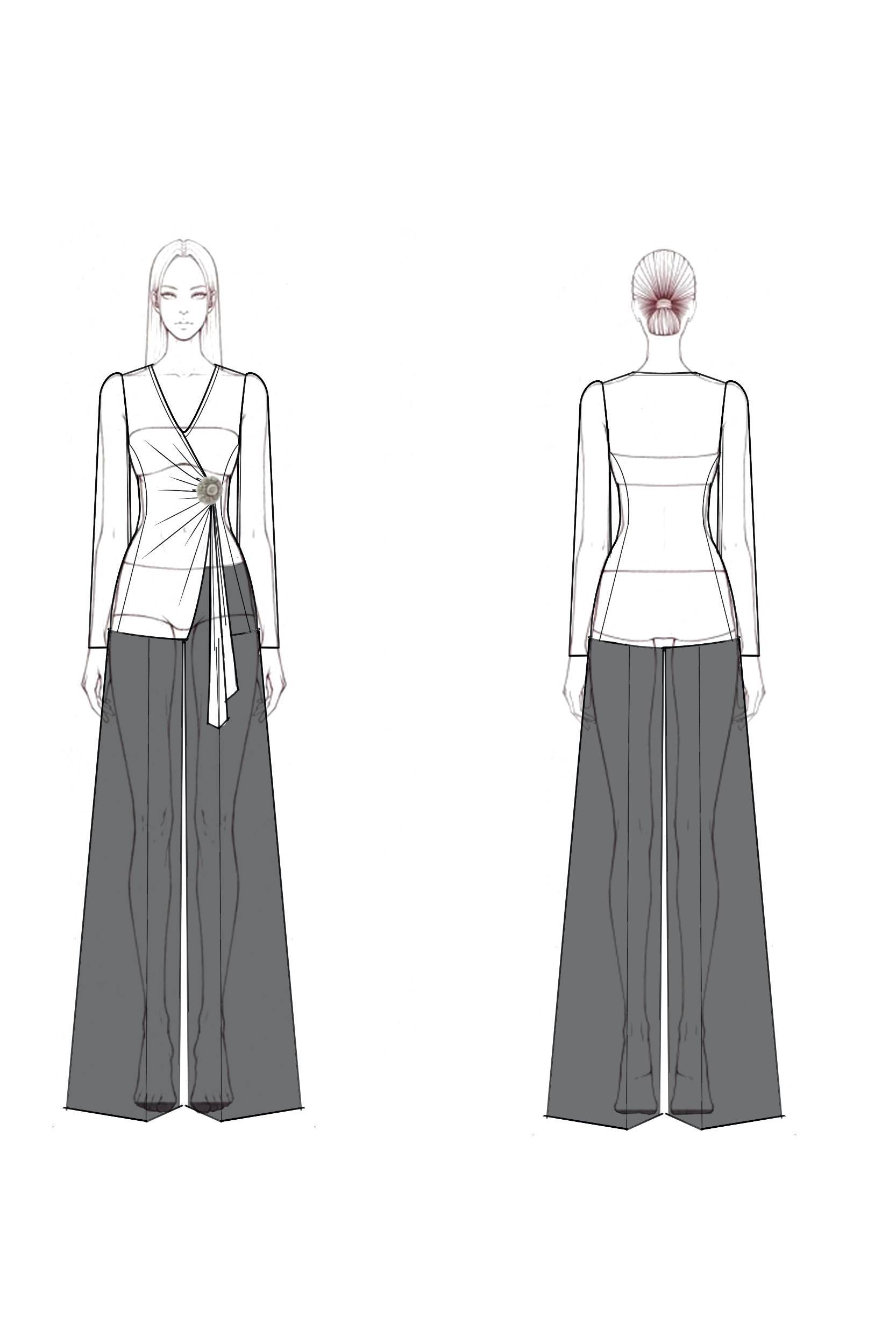 Work Outfit Sets Black White V Neck Pants Set