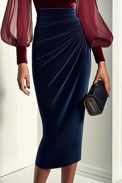 Cocktail Dress Burgundy V Neck Midi Velvet Dress