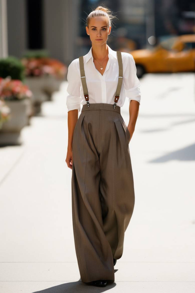 Casual Outfit Sets Overalls Set Khaki Shirt Pants Set