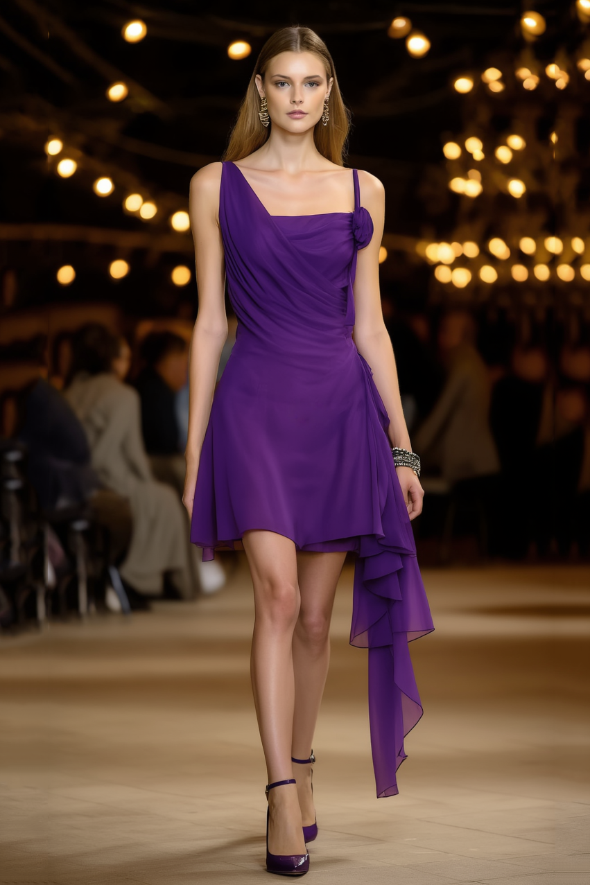 Homecoming Dress​​ Purple Spaghetti Strap Mini Dress